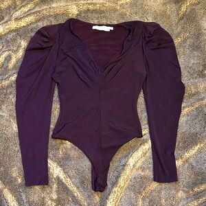 ASTR the Label Purple Puff Sleeve Bodysuit S